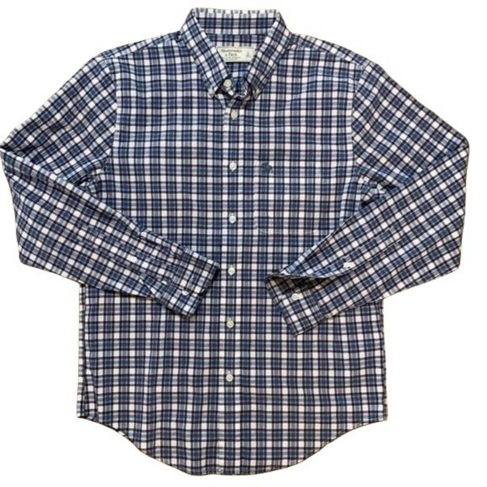 Abercrombie & Fitch blue and maroon button front plaid size L